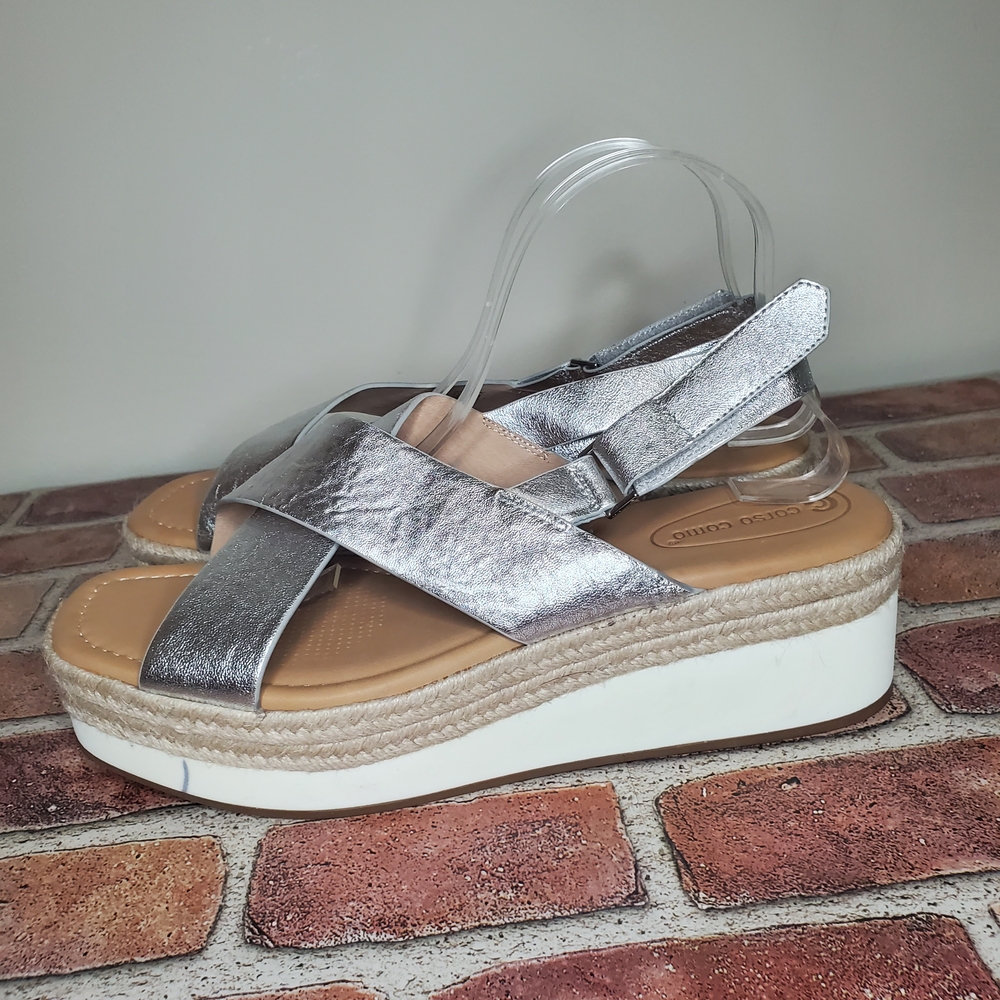 Corso Como Penelope Silver Tan Espadrille Sandals